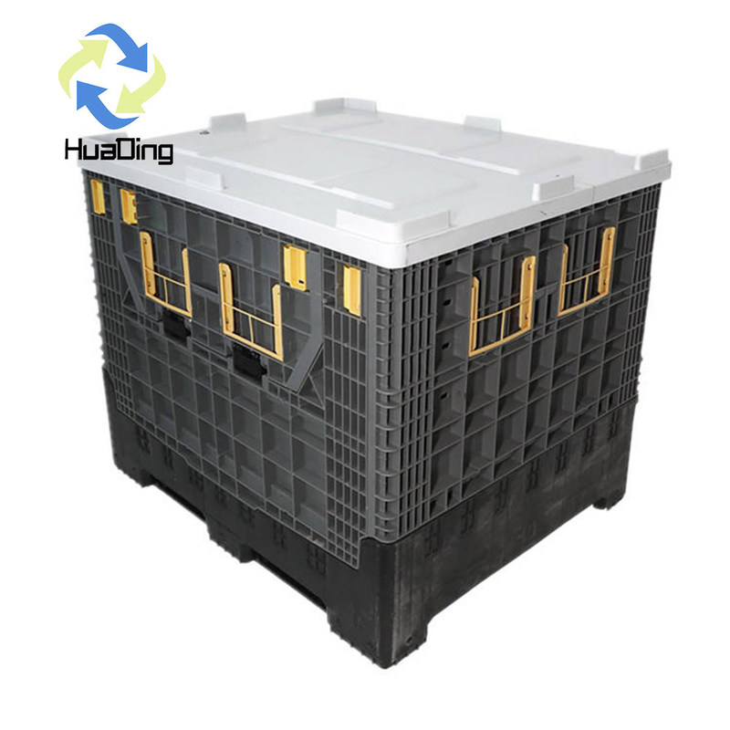Foldable Galvanized Mesh Pallet Box Container with 1T Dynamic Load Capacity by HUADING